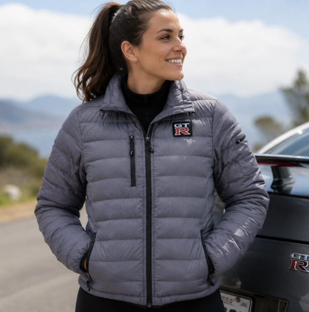 Nissan GT-R Grey Ladies Light Puffer Jacket