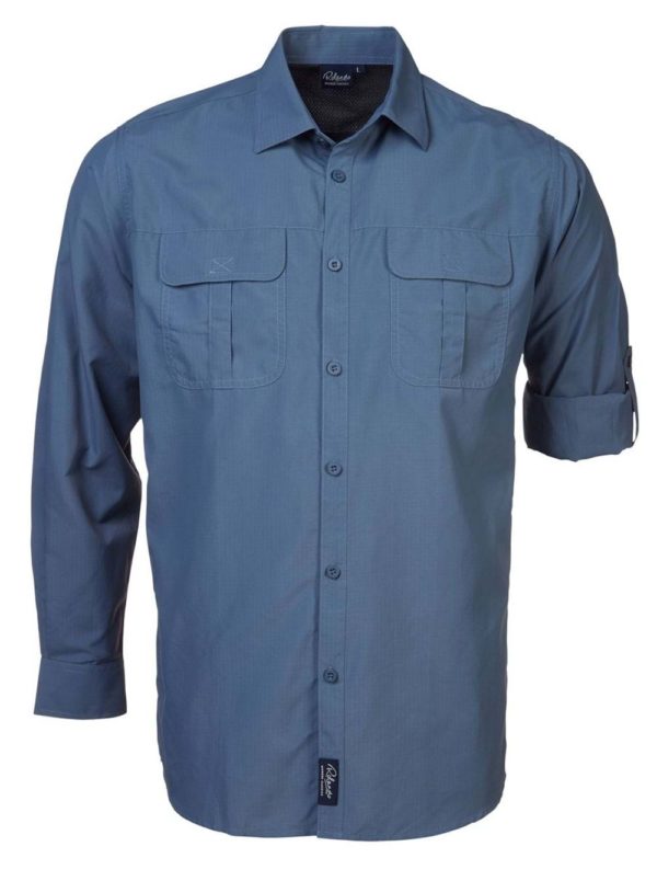 Nissan Long Sleeve Safari Shirt Blue Men's