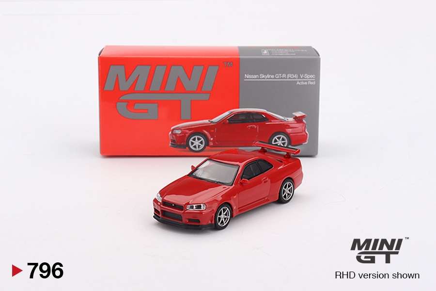 Mini GT Nissan Skyline GT-R (R34) V-Spec Active Red