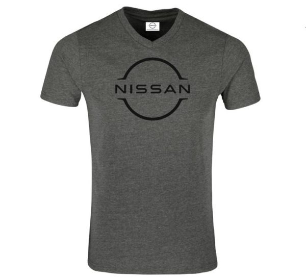 Nissan Dark Grey Mens Melange V-Neck T-Shirt